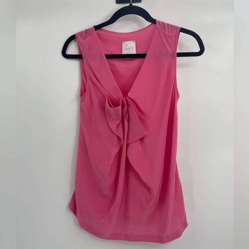 Hanii y silk v neck pink Y2k croquette boho camisole tank size 38 us size 8